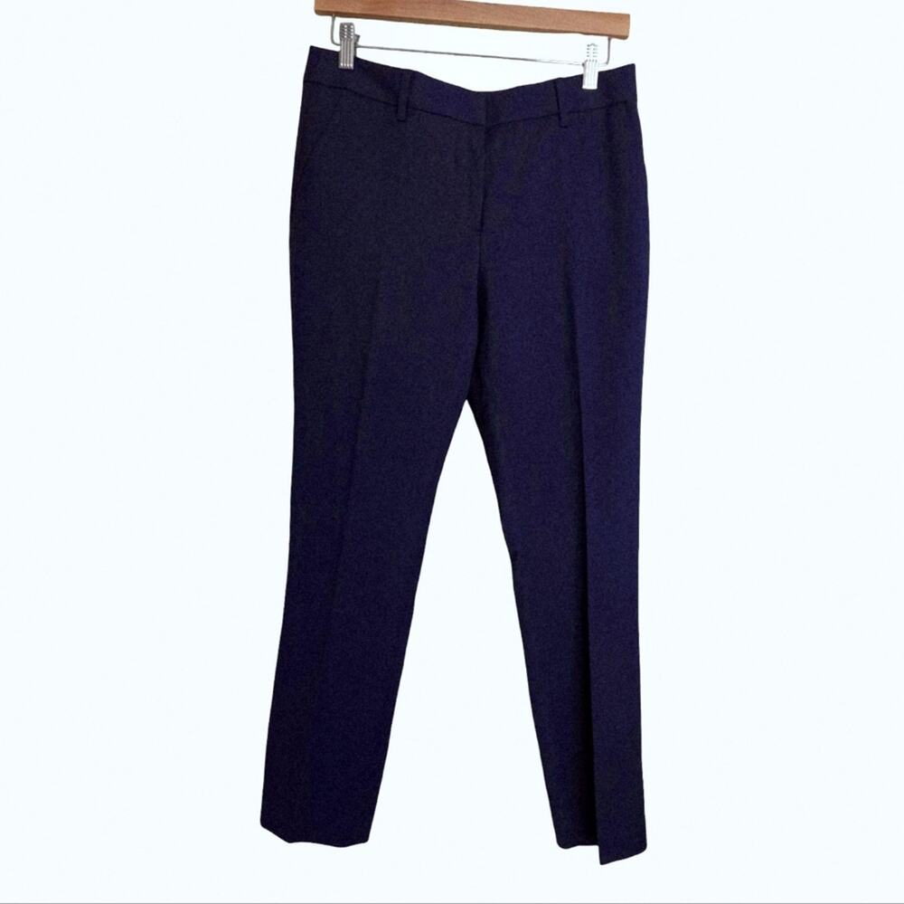 Tory Burch | Navy Blue Wool Center Press Stretch Trousers - small hole